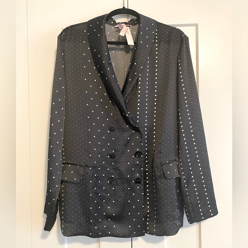 🔥last call! NWT double breasted sateen blazer, L size